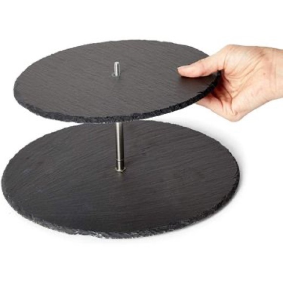 Black Slate 2-Tier Round Cake Stand - Picture 5 of 7